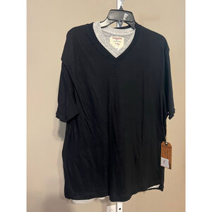 Men's Hudson & Barrow Black Gray Short Sleeve V-Neck Tee XL